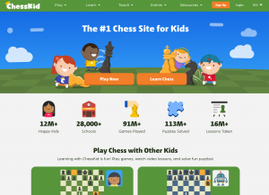 Screenshot of ChessKids Homepage