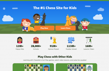Screenshot of ChessKids Homepage